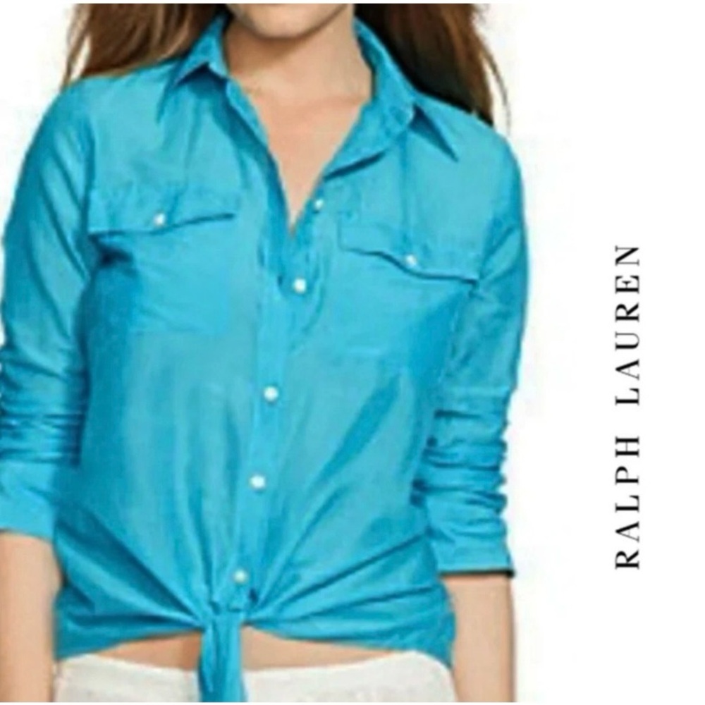 Ralph Lauren Women's Turquoise Button-Down Shirt
